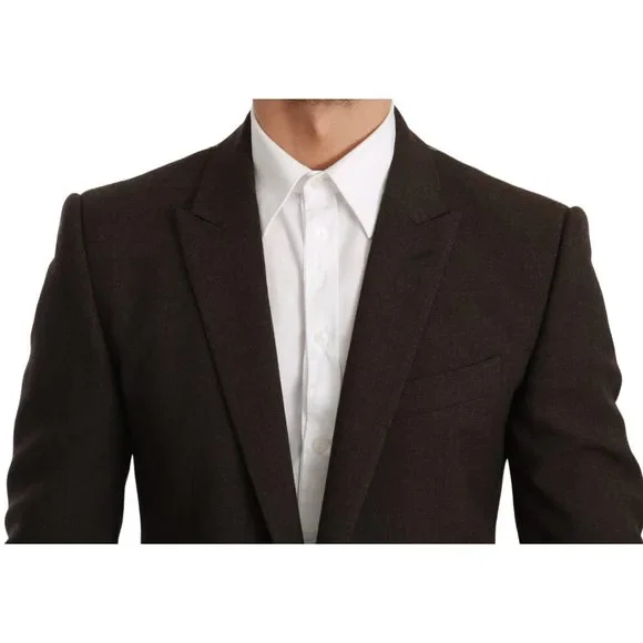 Dolce & Gabbana Brown Slim Fit Coat Jacket MARTINI Blazer